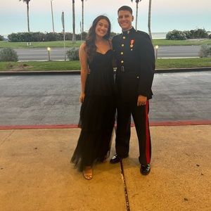 Black tulle maxi dress